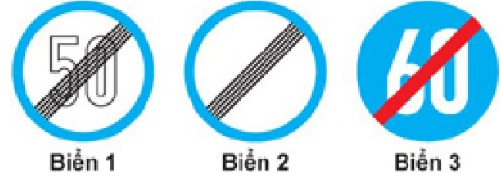 Trong các biển dưới đây biển nào là biển “Hết mọi lệnh cấm”? A. Biển 1 B. Biển 2 C. Biển 3 D. Cả ba  (ảnh 1)
