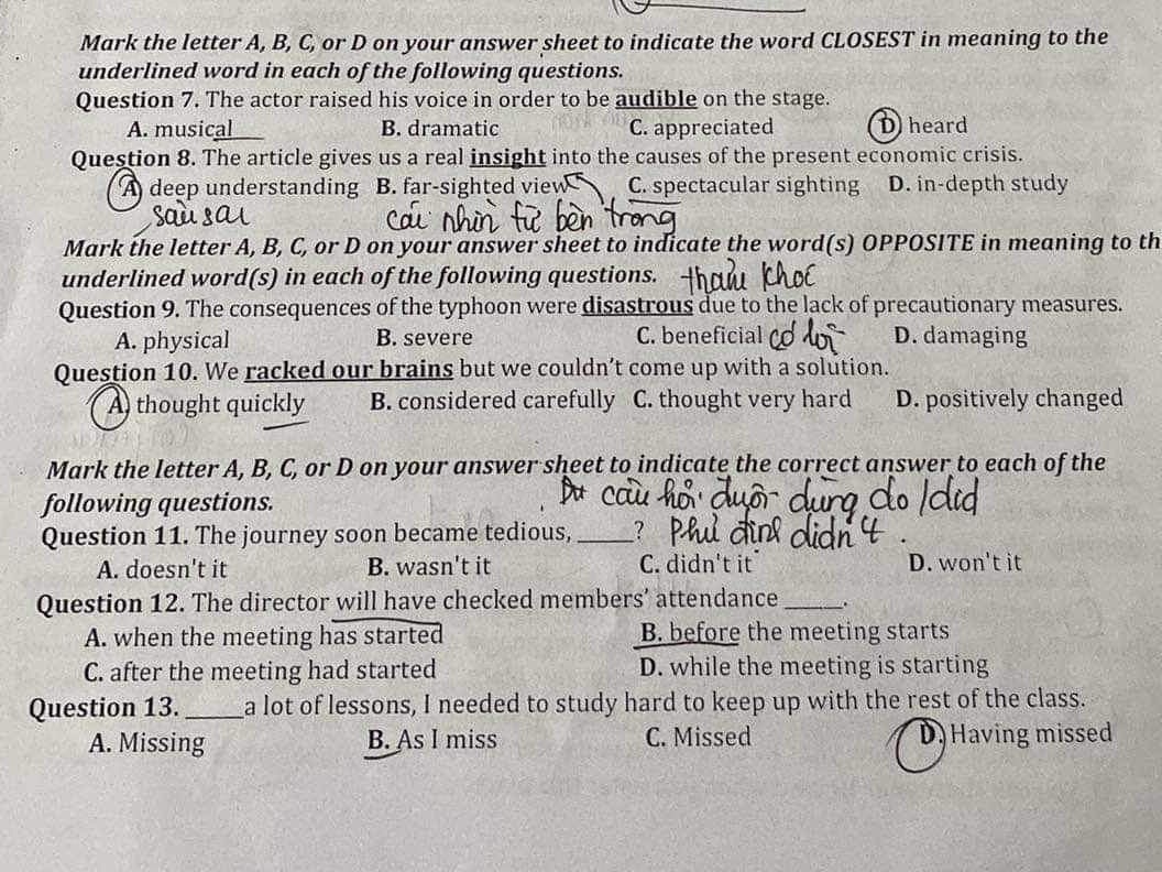 Mark The Letter A, B, C, Or D On Your Answer Sheet - Dicamon